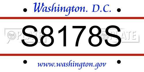 S8178S District Of Columbia License Plate