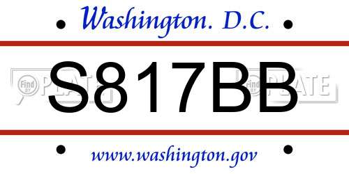 S817BB District Of Columbia License Plate