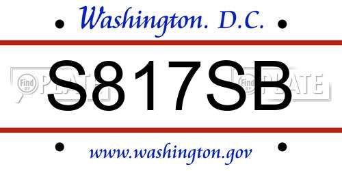 S817SB District Of Columbia License Plate