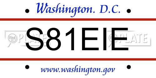 S81EIE District Of Columbia License Plate