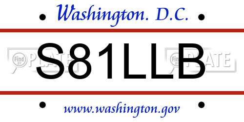 S81LLB District Of Columbia License Plate