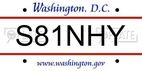 S81NHY District Of Columbia License Plate
