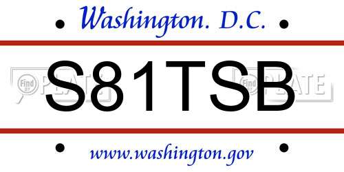 S81TSB District Of Columbia License Plate