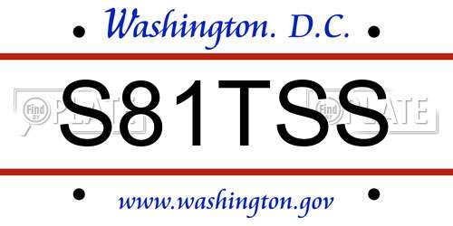 S81TSS District Of Columbia License Plate