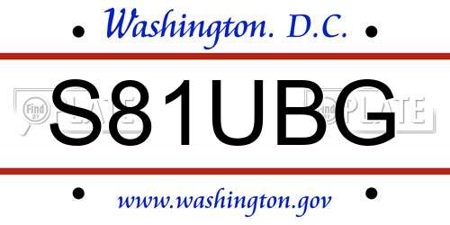 S81UBG District Of Columbia License Plate