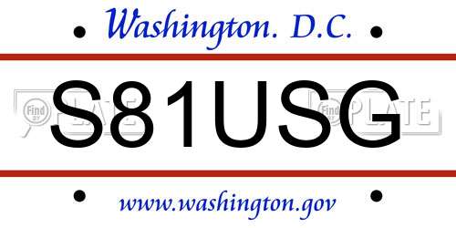 S81USG District Of Columbia License Plate