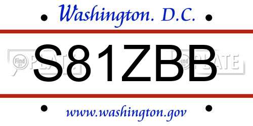 S81ZBB District Of Columbia License Plate