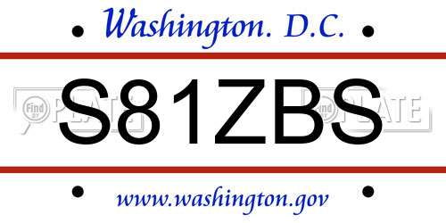 S81ZBS District Of Columbia License Plate