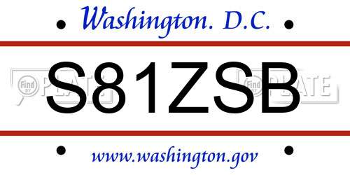 S81ZSB District Of Columbia License Plate