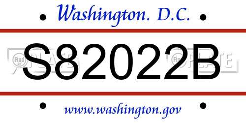 S82022B District Of Columbia License Plate