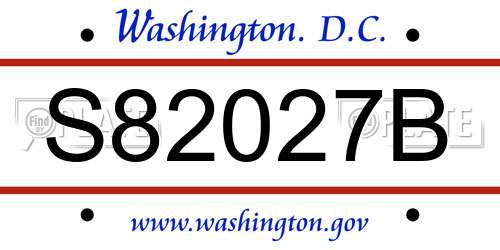 S82027B District Of Columbia License Plate