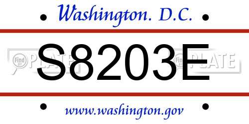 S8203E District Of Columbia License Plate
