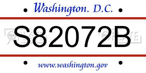 S82072B District Of Columbia License Plate