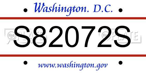 S82072S District Of Columbia License Plate