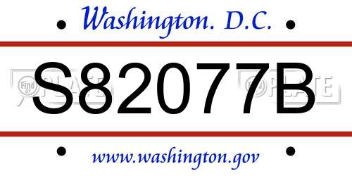 S82077B District Of Columbia License Plate