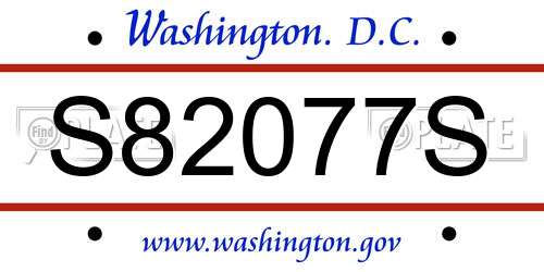 S82077S District Of Columbia License Plate