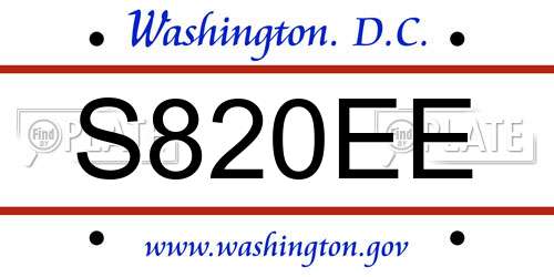 S820EE District Of Columbia License Plate