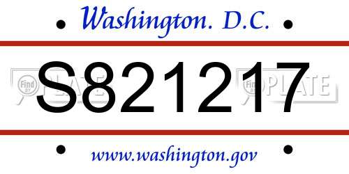 S821217 District Of Columbia License Plate