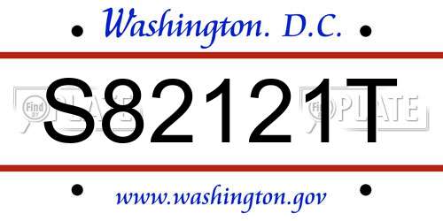 S82121T District Of Columbia License Plate