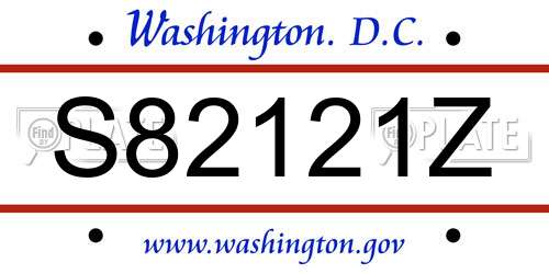 S82121Z District Of Columbia License Plate