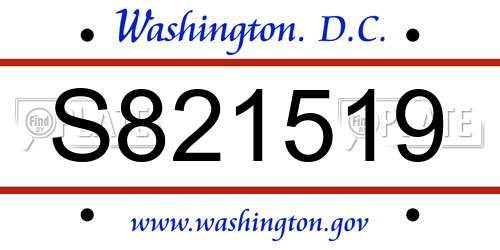 S821519 District Of Columbia License Plate