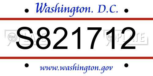 S821712 District Of Columbia License Plate