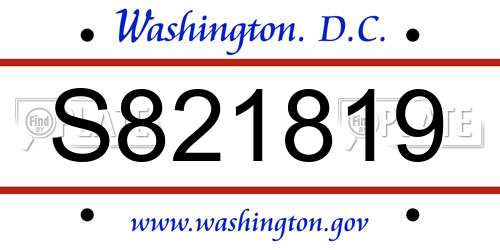 S821819 District Of Columbia License Plate