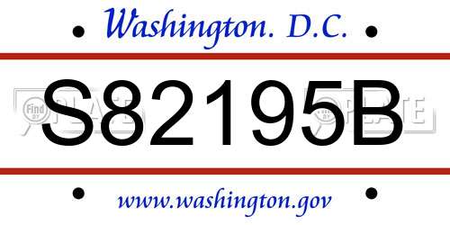 S82195B District Of Columbia License Plate