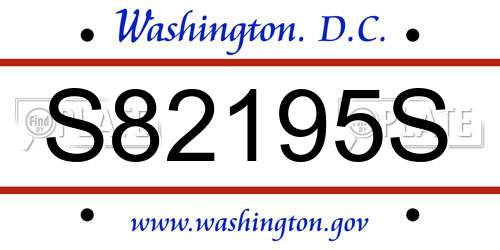 S82195S District Of Columbia License Plate