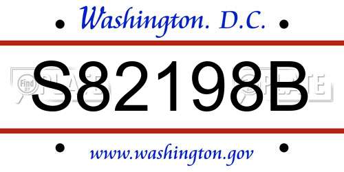 S82198B District Of Columbia License Plate