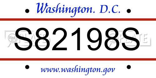 S82198S District Of Columbia License Plate