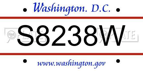 S8238W District Of Columbia License Plate