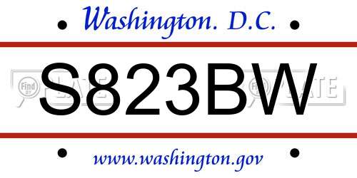S823BW District Of Columbia License Plate