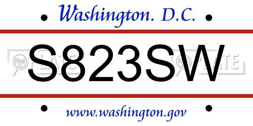 S823SW District Of Columbia License Plate