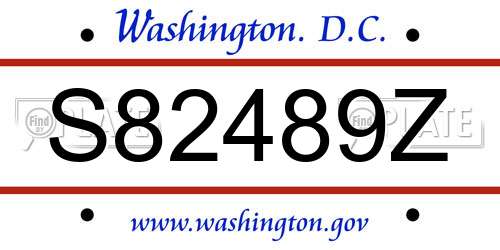 S82489Z District Of Columbia License Plate