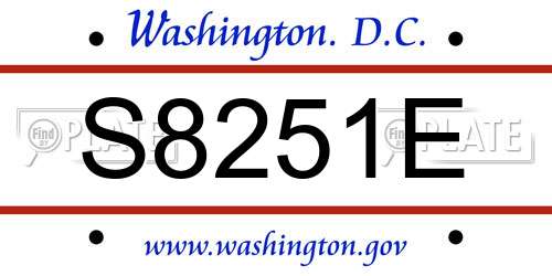 S8251E District Of Columbia License Plate
