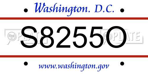 S8255O District Of Columbia License Plate