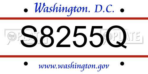 S8255Q District Of Columbia License Plate