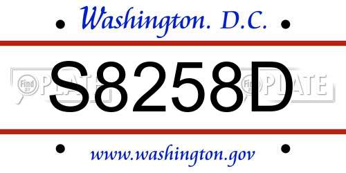 S8258D District Of Columbia License Plate