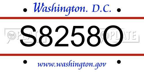S8258O District Of Columbia License Plate