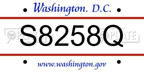 S8258Q District Of Columbia License Plate