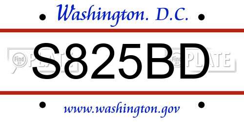S825BD District Of Columbia License Plate