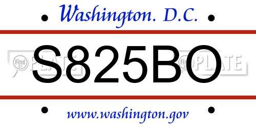 S825BO District Of Columbia License Plate