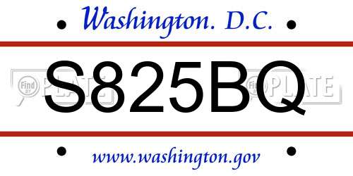 S825BQ District Of Columbia License Plate
