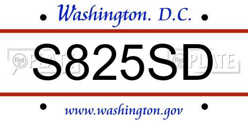 S825SD District Of Columbia License Plate