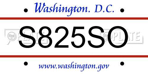 S825SO District Of Columbia License Plate