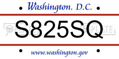 S825SQ District Of Columbia License Plate