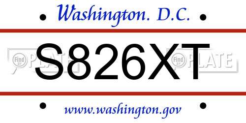 S826XT District Of Columbia License Plate