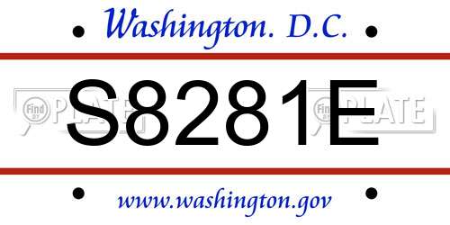 S8281E District Of Columbia License Plate