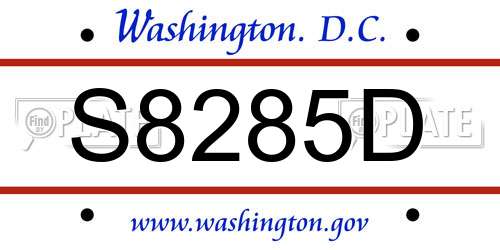 S8285D District Of Columbia License Plate